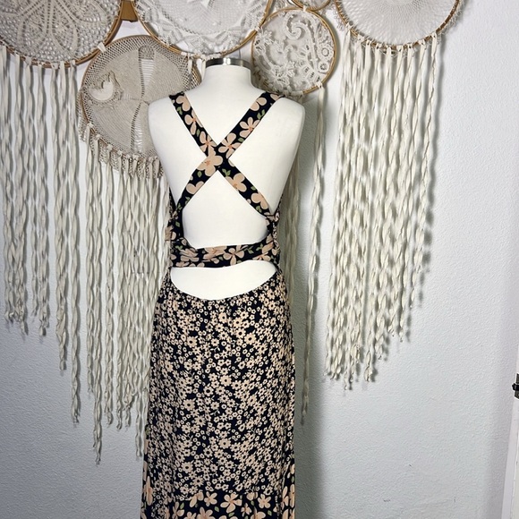 Free People Dewberry Criss Cross Back Button Down Maxi Dress M/L - Picture 5 of 10